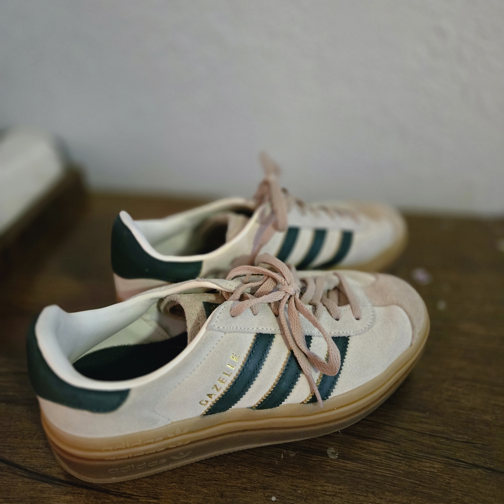 Adidas Gazelle Sneakers in Beige and Dark Green